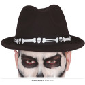 CAPPELLO NERO FASCIA OSSA E TESCHIO SCHELETRO PER TRAVESTIMENTI DI HALLOWEEN/CARNEVALE E PARTY A TEMA MICHAEL JACKSON