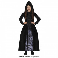 COSTUME STREGA 10/12 ANNI MAGIA NERA FATTUCCHIERA HORROR VESTITO CON CAPUCCIO PER TRAVESTIMENTI DI HALLOWEEN NO ACCESSOR