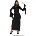 COSTUME STREGA ASSASSINA TG.M VESTITO CON CAPUCCIO NERO PER TRAVESTIMENTI DI HALLOWEEN CARNEVALE HORROR NO ACCESSORI