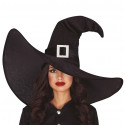 CAPPELLO DA STREGA EXTRA GRANDE NERO CON FIBIA ARGENTO ACCESSORI PER TRAVESTIMENTI DI CARNEVALE HALLOWEEN HORROR