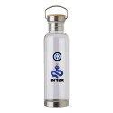 BORRACCIA IN TRITAN FC INTERNAZIONALE MILANO 800ML TRASPARENTE CON LOGO TAPPO ACCIAIO E BAMBÙ OFFICIAL PRODUCT ITALY