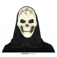 MASCHERA SKELETON IN PVC LEGGERA CON CAPPUCCIO PER TRAVESTIMENTI HALLOWEEN CARNEVALE SCENE HORROR SCHELETRO KILLER