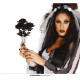 RAMO ROSE NERE FINTE 35CM PER ALLESTIMENTI SALE FESTE VETRINE TRAVESTIMENTI E SCENE HALLOWEEN HORROR ROSA NERA