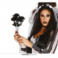 RAMO ROSE NERE FINTE 35CM PER ALLESTIMENTI SALE FESTE VETRINE TRAVESTIMENTI E SCENE HALLOWEEN HORROR ROSA NERA