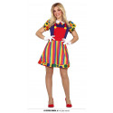 COSTUME CLOWN DONNA TG.L VESTITO PAGLIACCIO COLOR PER TRAVESTIMENTI DI CARNEVALE SPETTACOLI A TEMA CIRCO NO ACCESSORI