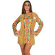 COSTUME CARNEVALE DA HIPPIE DONNA TG M 38/42 VESTITO COMPL. DI FASCIA E GILET I FIGLI DEI FIORI ANNI 60/70.NO ACCESSORI