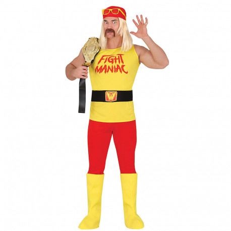 COSTUME CARNEVALE WRESTLING HULK HOGAN TG M VESTITO COMPLETO BANDANA CAMICIA CINTURA PANTALONI C/STIVALI NO ACCESSORI