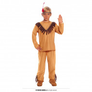 COSTUME CARNEVALE INDIANO 5/6 ANNI VESTITO NATIVO AMERICANO APACHE COMPLETO DI CAMICIA PANTALONE E DIADEMA NO ACCESSORI