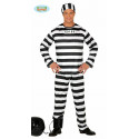 COSTUME CARNEVALE CARCERATO/DETENUTO VESTITO A RIGHE ORIZZONTALI TG.M COMPLETO CAMICIA/PANTALONE/CAPPELLO NO ACCESSORI