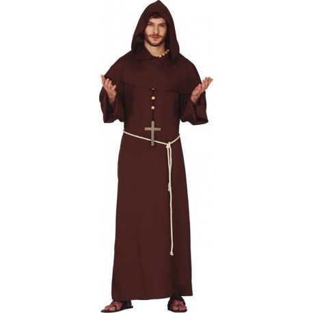 COSTUME DA FRATE VESTITO TG M COMPLETO TUNICA CON CAPUCCIO MANTELLO E CINTURA PER TRAVESTIMENTI DI CARNEVALE NO ACCESSOR