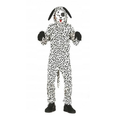 COSTUME PER FESTE DI CARNEVALE E PARTY VARI. VESTITO DALMATA (PERRITO) COMPLETO DI 3 PEZZI TUTA CAPUCCIO GUANTI