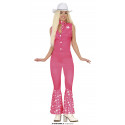 COSTUME PINK COUNTRY GIRL TG S PER TRAVESTIMENTI DI CARNEVALE A TEMA BARBIE FOULARD GILET PANTALONI NO ACCESSORI