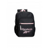 ZAINO 2 CERNIERE REEBOK BEVERLY NERO30X40X12CM 2 TASCHE LATERALI PORTABOTTIGLIA PER SCUOLA VIAGGI E TEMPO LIBERO