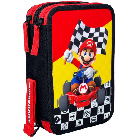 ASTUCCIO SCUOLA 3 ZIP A LIBRO MARIOKART45PZ PENNE CANCEL COLORI GIOTTO+ACCESSORI SUPERMARIO NINTENDO PANINI SCUOLA ITALY