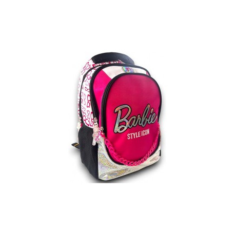 ZAINO SCUOLA DOUBLE OVETTO BARBIE ORIGINAL ZAINETTO ORGANIZZATO 32X21X42CM 3ZIP MULTICOLOLOR FUCSIA MARICART ITALY