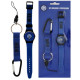 FC INTERNAZIONALE KIT OROLOGIO DA POLSO IN PVC E PORTACHIAVI CON MOSCHETTONE NERO AZZURRO CON LOGO PRODOTTO UFFICIALE