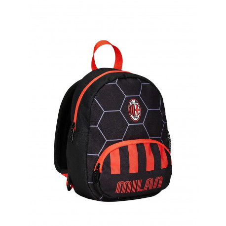 SEVEN ZAINETTO ASILO SMALL AC MILAN ROSSONERO 23X30X10CM TASCHE LATERALI PORTA BORRACCIA TASCA FRONTALE SEVEN ITALY