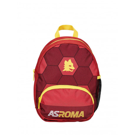 ZAINETTO ASILO SMALL AS ROMA 1927 GIALLOROSSO 23X30X10CM TASCHE LATERALI PORTA BORRACCIA TASCA FRONTALE SEVEN ITALY