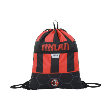 SEVEN ZAINO A SACCA EASY BAG AC MILAN 1899 PATH OF VICTORY 37X47CM JYM SAC SPALLACCI NERI PRODOTTO UFFICIALE SEVEN ITALY