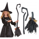 SCOPA MULTICOLOR STREGA E BEFANA MANICO NERO90CM SMONTABILE ARTICOLI DECORATIVI PER TRAVESTIMENTI DI CARNEVALE HALLOWEEN