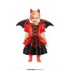 COSTUME DIAVOLETTA BABY 12/18 MESI VESTITO COMPLETO DI DIADEMA E ALI DEVIL PER TRAVESTIMENTI DI HALLOWEEN/CARNEVALE