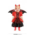 COSTUME DIAVOLETTA BABY 18/24 MESI VESTITO COMPLETO DI DIADEMA E ALI DEVIL PER TRAVESTIMENTI DI HALLOWEEN/CARNEVALE