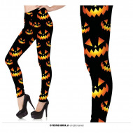 LEGGINGS NERI ZUCCA TG. L 46/48 PANTALONI ELASTICIZZATI PER TRAVESTIMENTI DI HALLOWEEN SPETTACOLI E SCENE HORROR