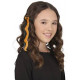 EXTENSION ZUCCA 40CM CIOCCA CAPELLI NERI E ARANCIONI CON APPLICAZIONE PER TRAVESTIMENTI A TEMA HALLOWEEN CARNEVALE