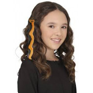 EXTENSION ZUCCA 40CM CIOCCA CAPELLI NERI E ARANCIONI CON APPLICAZIONE PER TRAVESTIMENTI A TEMA HALLOWEEN CARNEVALE