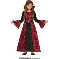 COSTUME CONTESSA VAMPIRA BABY 7/9 ANNI VESTITO CON COLLETTO PER FESTE E TRAVESTIMENTI HALLOWEEN/CARNEVALE E SCENEA TEMA