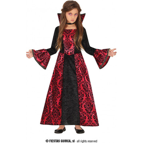 COSTUME CONTESSA VAMPIRA BABY 7/9 ANNI VESTITO CON COLLETTO PER FESTE E TRAVESTIMENTI HALLOWEEN/CARNEVALE E SCENEA TEMA