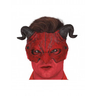 MEZZA MASCHERA DEMONE IN FOAM PER TRAVESTIMENTI DI CARNEVALE HALLOWEEN E SCENE A TEMA HORROR DIAVOLO LUCIFERO