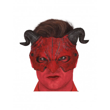 MEZZA MASCHERA DEMONE IN FOAM PER TRAVESTIMENTI DI CARNEVALE HALLOWEEN E SCENE A TEMA HORROR DIAVOLO LUCIFERO