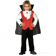 COSTUME VAMPIRO CONTE DRACULA BABY 3/4 ANNI CAMICIA C/GILET MANTELLO PANTALONE PER TRAVESTIMENTI DI HALLOWEEN/CARNEVALE