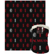 PLAID AGNELLATO AC MILAN 1899 C/LOGO COPERTA MORBIDA 130X160CM DOPPIO STRATO LETTO DIVANO OFFICIAL PRODUCT HERMET ITALY