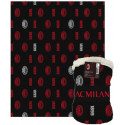 PLAID AGNELLATO AC MILAN 1899 C/LOGO COPERTA MORBIDA 130X160CM DOPPIO STRATO LETTO DIVANO OFFICIAL PRODUCT HERMET ITALY