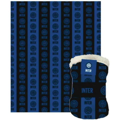 PLAID AGNELLATO FC INTERNAZIONALE COPERTA MORBIDA 130X160CM DOPPIO STRATO LETTO DIVANO OFFICIAL PRODUCT HERMET ITALY