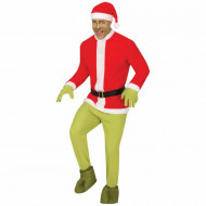 COSTUME GRINCH TG.S46/48 ODIATORE DEL NATALE CAPPELLO TUNICA CINTURA GUANTI PANTALONE TRAVESTIMENTI NATALIZI NO ACCESSOR