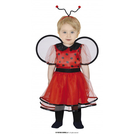 COSTUME CARNEVALE COCCINELLA BABY 18/24 MESI VESTITO COMPLETO DI ALI E CERCHIETTO FIABE ANIMALI DEL BOSCO NO ACCESSORI