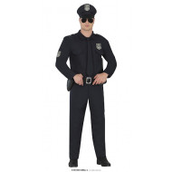 COSTUME CARNEVALE POLIZIOTTO TG M 48/50 UNIFORME COMPLETA CAPPELLO CAMICIA C/CRAVATTA CINTURA E PANTALONI NO ACCESSORI