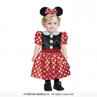 COSTUME CARNEVALE MOUSY TOPOLINA BABY18/24MESI VESTITO E CERCHIETTO TRAVESTIMENTI A TEMA MINNIE NON ORIGINALE NO ACCESS