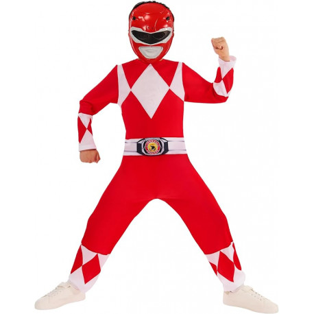 COSTUME POWER RANGERS 7/8 ANNI VESTITO UFFICIALE RUBIES COMPLETO TUTA E MASCHERA MIGHTY MORPHIN RED RANGER NO ACCESSORI