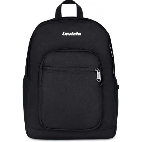 ZAINO SCUOLA INVICTA DOPPIO SCOMPARTO ZAINO NERO JELEK PLAIN BACKPACK 43X32X25CM TASCHE PER PC E BORRACCIA SEVEN ITALY