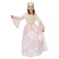 VESTITO CARNEVALE PRINCIPESSA ROSA 7/9 ANNI COMPLETO DI 2 PEZZI 100% POLIESTERE