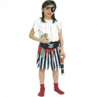 VESTITO CARNEVALE PIRATA BIMBI 7/10 ANNI COMPLETO DI 5 PEZZI 100% POLIESTERE