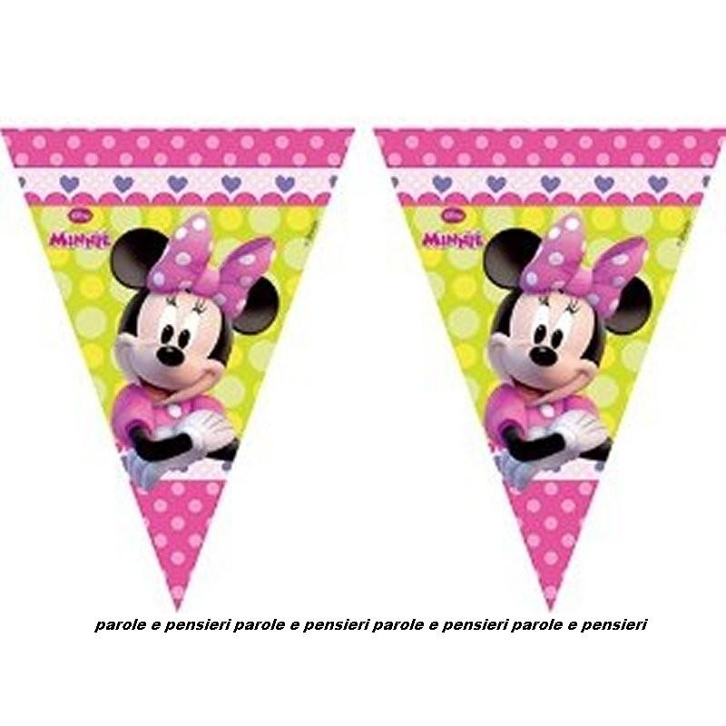 MINNIE DISNEY PARTY.FESTONE BANDIERINE IN PLASTICA 20X30CM.CADAUNA  LUNGHEZZA 230CM.