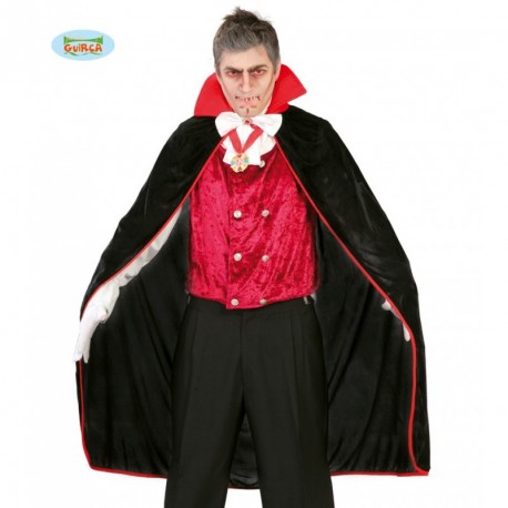 MANTELLO VAMPIRO 110CM.ROSSO E NERO IN TESSUTO POLIESTERE 100% TOP QUALITY PER FESTE DI HALLOWEEN E CARNEVALE