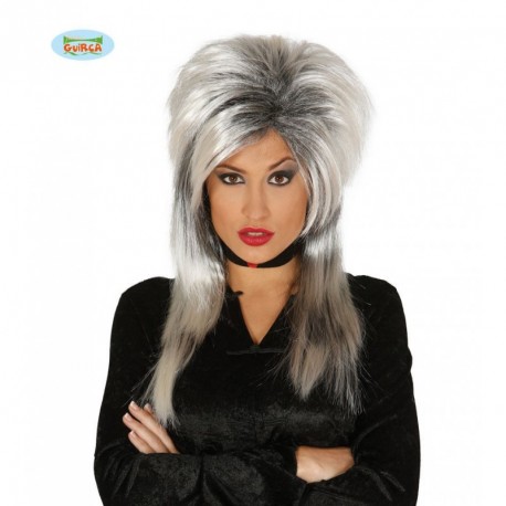 PARRUCCA CAPELLI GRIGI LUNGA MELENA GRIS MECHAS BRUJA ALTA QUALITA GUIRCA WIG