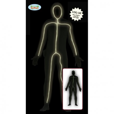 VESTITO UOMO CON LUCI LED.MAN BLACK LIGHT ADULTO TAGLIA UNICA