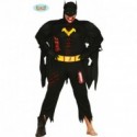 BLACK HERO ADULTO CARNEVALE-HALLOWEEN ZOMBIE NERO BATMAN COMPLETO DI 3 PEZZI VESTITO/CINTURA/MASCHERA CON CAPUCCIO